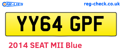 YY64GPF are the vehicle registration plates.