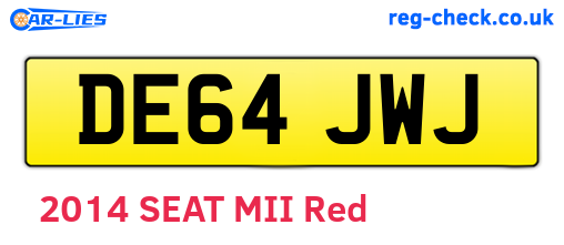 DE64JWJ are the vehicle registration plates.