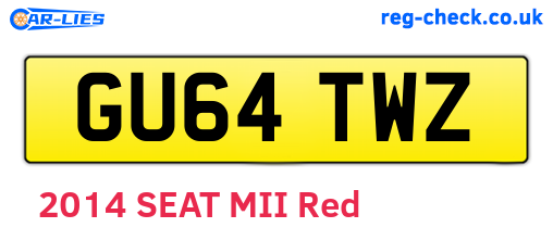 GU64TWZ are the vehicle registration plates.