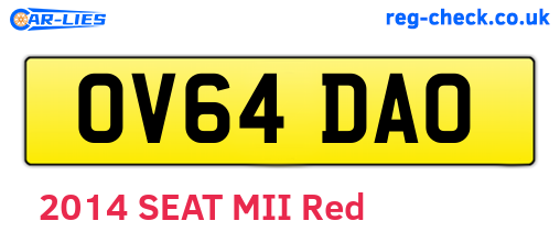 OV64DAO are the vehicle registration plates.