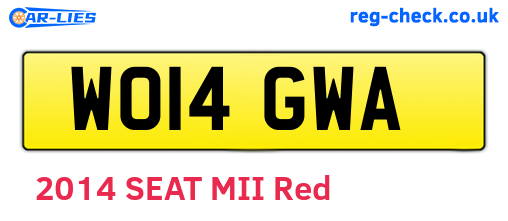 WO14GWA are the vehicle registration plates.