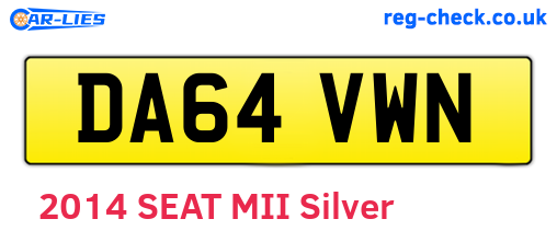 DA64VWN are the vehicle registration plates.