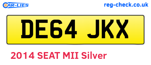 DE64JKX are the vehicle registration plates.