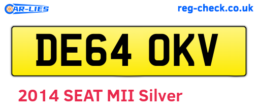 DE64OKV are the vehicle registration plates.