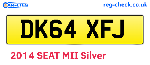 DK64XFJ are the vehicle registration plates.