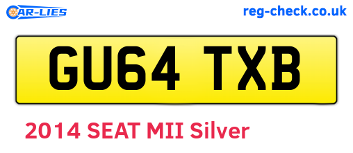 GU64TXB are the vehicle registration plates.
