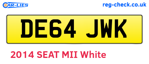 DE64JWK are the vehicle registration plates.