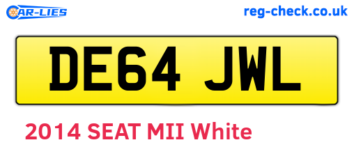 DE64JWL are the vehicle registration plates.