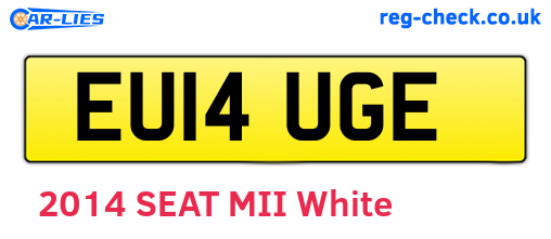 EU14UGE are the vehicle registration plates.
