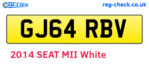GJ64RBV are the vehicle registration plates.