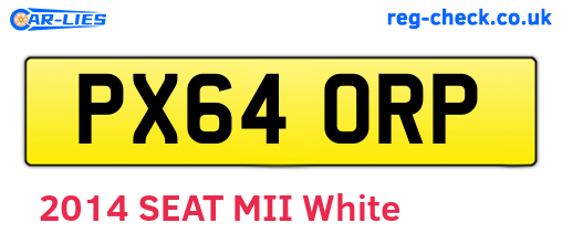 PX64ORP are the vehicle registration plates.