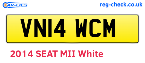 VN14WCM are the vehicle registration plates.