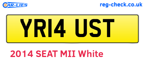 YR14UST are the vehicle registration plates.