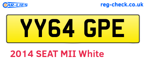 YY64GPE are the vehicle registration plates.