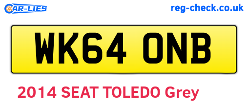WK64ONB are the vehicle registration plates.