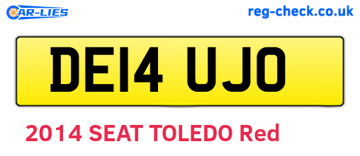 DE14UJO are the vehicle registration plates.