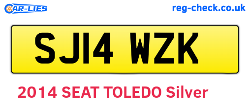 SJ14WZK are the vehicle registration plates.