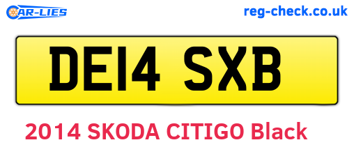 DE14SXB are the vehicle registration plates.
