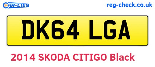 DK64LGA are the vehicle registration plates.