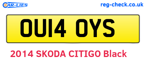 OU14OYS are the vehicle registration plates.