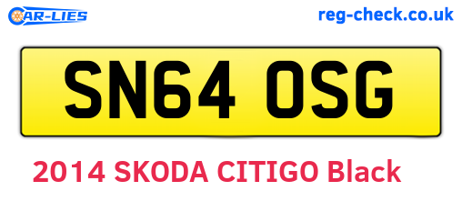 SN64OSG are the vehicle registration plates.