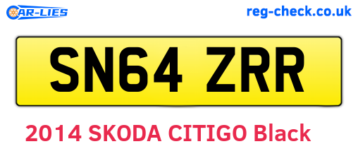 SN64ZRR are the vehicle registration plates.