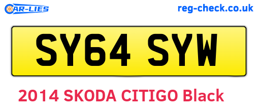 SY64SYW are the vehicle registration plates.