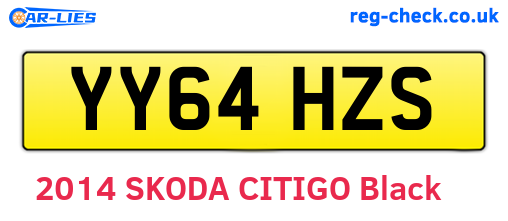 YY64HZS are the vehicle registration plates.