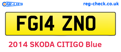 FG14ZNO are the vehicle registration plates.