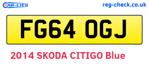 FG64OGJ are the vehicle registration plates.
