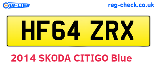 HF64ZRX are the vehicle registration plates.