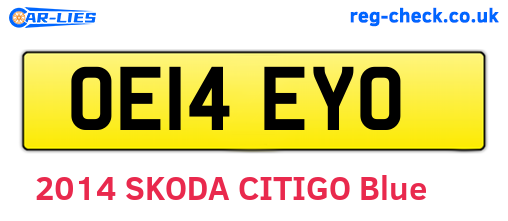 OE14EYO are the vehicle registration plates.