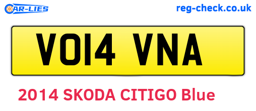 VO14VNA are the vehicle registration plates.