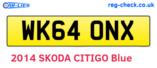 WK64ONX are the vehicle registration plates.
