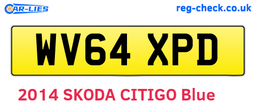 WV64XPD are the vehicle registration plates.