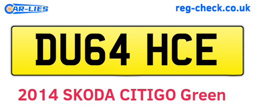 DU64HCE are the vehicle registration plates.