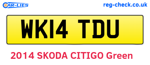 WK14TDU are the vehicle registration plates.