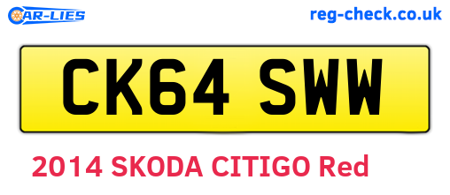 CK64SWW are the vehicle registration plates.