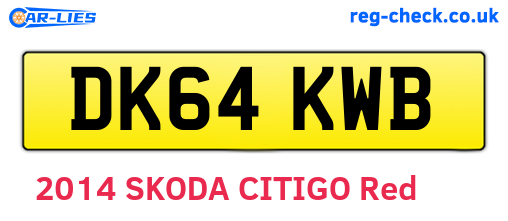 DK64KWB are the vehicle registration plates.