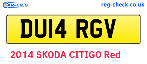 DU14RGV are the vehicle registration plates.