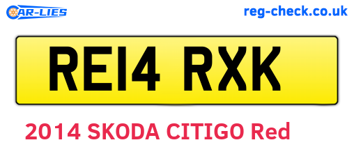 RE14RXK are the vehicle registration plates.