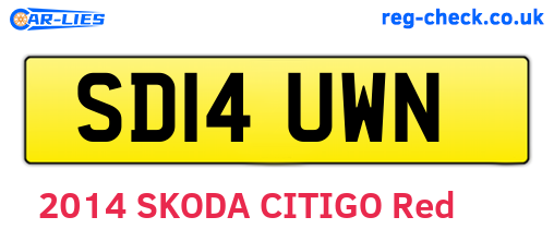 SD14UWN are the vehicle registration plates.
