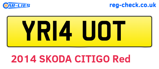 YR14UOT are the vehicle registration plates.