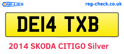 DE14TXB are the vehicle registration plates.