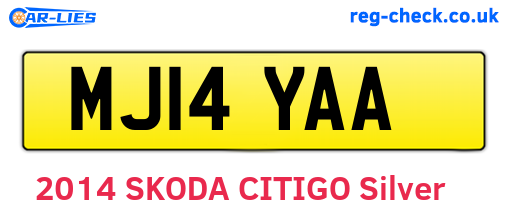 MJ14YAA are the vehicle registration plates.