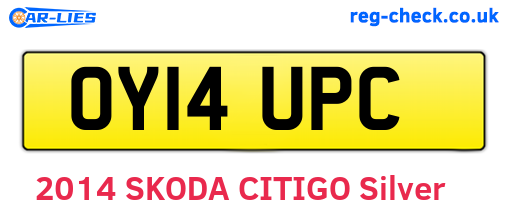 OY14UPC are the vehicle registration plates.