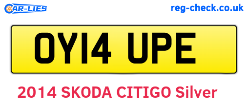 OY14UPE are the vehicle registration plates.