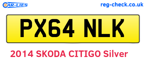 PX64NLK are the vehicle registration plates.