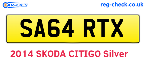 SA64RTX are the vehicle registration plates.