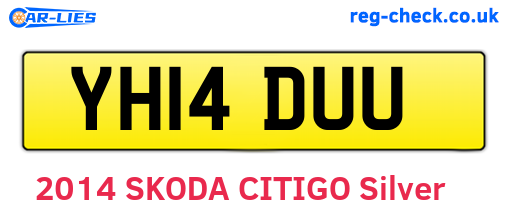 YH14DUU are the vehicle registration plates.